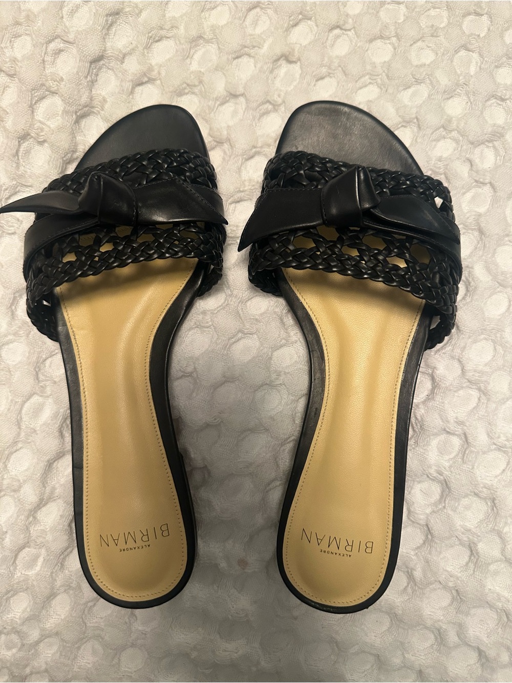 Alexandre Birman Black Braided Bow Slide Sandals
